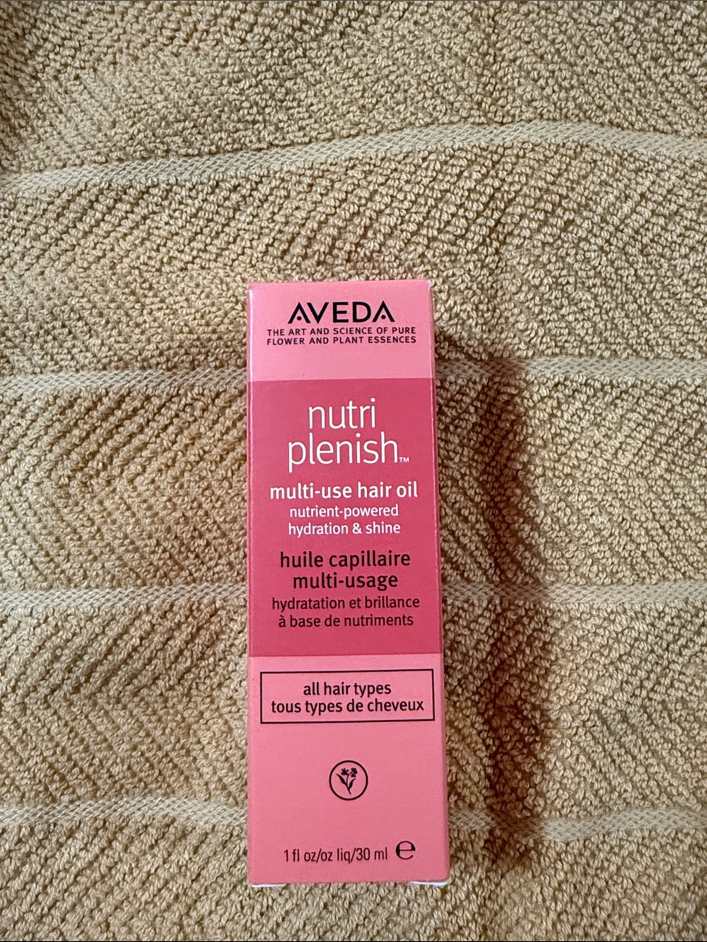 AVEDA Nutri Plenish Multi-Use Hair Oil Pink Packaging